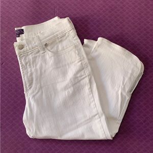 NYDJ White Cropped Jeans with Rhinestone Detail